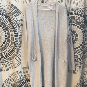 Medium old navy long light grey cardigan